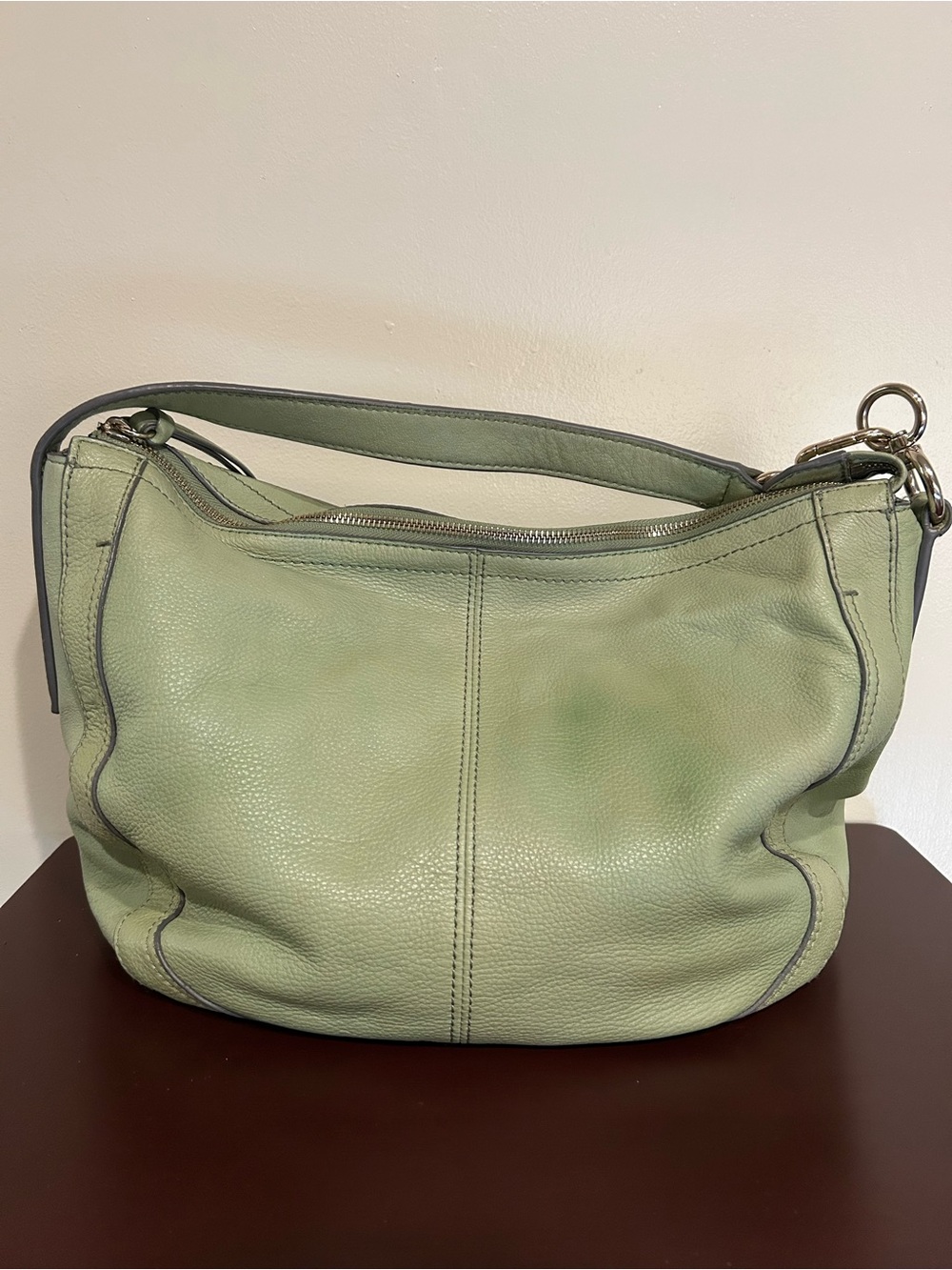 Liebeskind Pebbled Leather Shoulder Bag in Sage Green